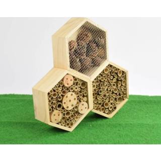 👉 Insectenhotel One Size beige Orange85 - Hexagon 35x35x7,5cm 3 compartimenten 8720289416898