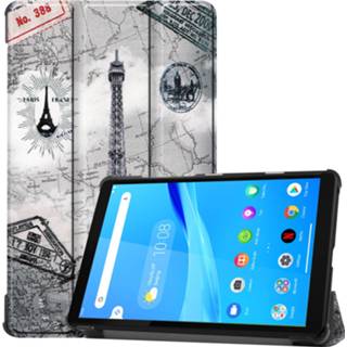 👉 Kunstleer eiffeltoren stand flip hoes grijs 3-Vouw sleepcover - Lenovo Tab M8 9145425541804