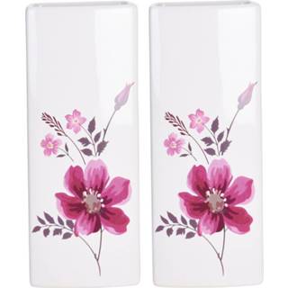 👉 Radiator witte One Size wit 2x waterverdampers/luchtbevochtigers botanische bloemen print veldbloemen 21 cm - Waterverdampers voor de verwarming 8720276526555