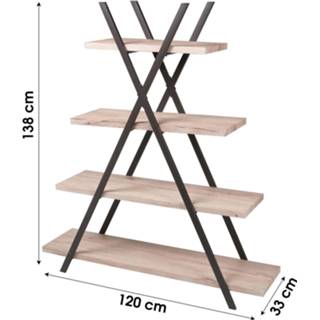 👉 Plank One Size bruin Trendy Piramidestelling met 4 Planken - Industrieel Design – Uniek Interieur Kast Boekenkast Wandmeubel 138x120x33cm 8720359703514