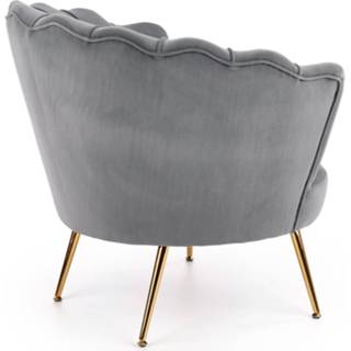 👉 Fauteuil grijs fluwelen Verchroomd Staal One Size Velvet – Stoel Retro Look Vintage Stijl Golvende Rugleuning Statement Piece Comfortabel - 83x77x77cm 8720359707079
