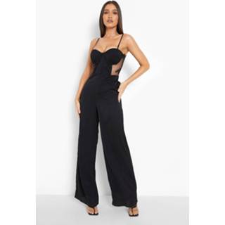 👉 Jumpsuit Contrasterende Kanten Wide Leg Met Korset Detail