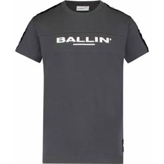 👉 Shirt donkergrijs 140 jongens grijs katoen Ballin Amsterdam! Korte Mouw - Maat Katoen/elasthan 8719263381970