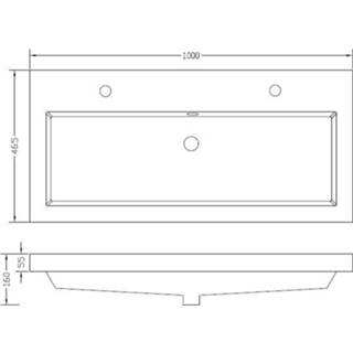 👉 Wastafel wit One Size Saqu 2 kraangaten 100x46cm Kunstmarmer 8714175936560