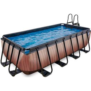 👉 Zwembad bruin male EXIT Wood 400x200x100cm met filterpomp - 8719743254213