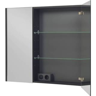 👉 Spiegelkast zwart eiken One Size Saqu Salto 80x14x70 cm 8714175960893