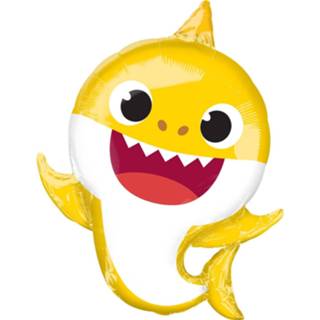 👉 Folieballon geel wit baby's Amscan Baby Shark 66 X 53 Cm Geel/wit 26635407601