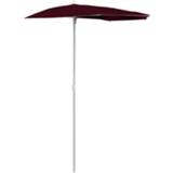 👉 Parasol bordeauxrood rood Vidaxl Half Met Paal 180x90 Cm 8720286205228