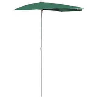 👉 Parasol groen active half met paal 180x90 cm 8720286205198