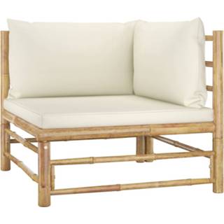 👉 Bamboe bruin Vidaxl Tuinhoekbank Met Crèmewitte Kussens 8720286188026