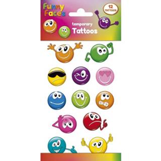 👉 Papier kinderen Funny Products Kindertattoos Faces Junior 12 Stuks 8718274285765