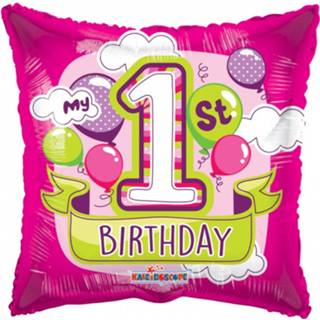 👉 Folieballon roze meisjes Globos 1st Birthday Girl 18 Cm 681070102742