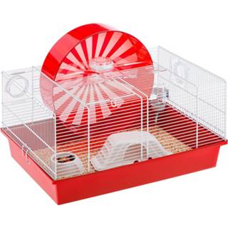 👉 Hamsterkooi wit rood staal Ferplast Coney Island 50 X 35 Cm Wit/rood 8010690156217