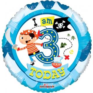 👉 Folieballon blauw jongens Globos Happy 3th Birthday 45,5 Cm 681070101295