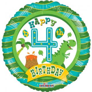 👉 Folieballon groen jongens Globos Happy 4th Birthday 45,5 Cm 681070101301