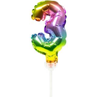 👉 Folie multikleur Folat Cijferballon 3 Junior 13 Cm 8714572630634