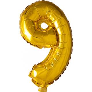 Folieballon goud goudkleurig Globos Cijfer 9 Junior 40 Cm 5712735004226