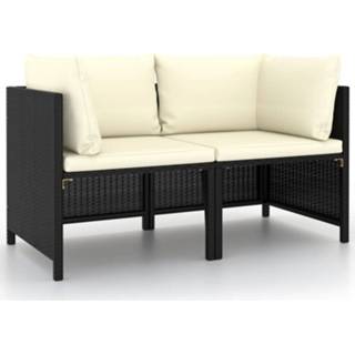 👉 Tuinbank zwart Vidaxl 2-zits Met Kussens Poly Rattan 8720286166819