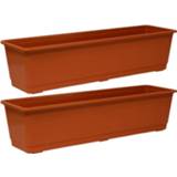 👉 Plantenbak terracotta Set van 3x stuks plantenbakken rechthoekig 60 x 17,5 14,5 cm