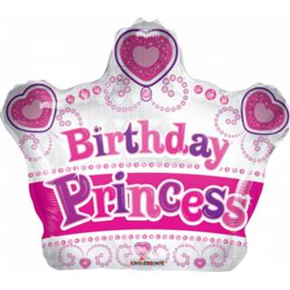 👉 Folieballon roze zilver Globos Birthday Princess Crow 18 Cm Roze/zilver 681070103459