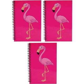 👉 Schrift roze kinderen 3x Stuks Flamingo Schriftjes 18cm - Kinder Schriften/opschrijfboekjes/notitieboekjes 8720576401767