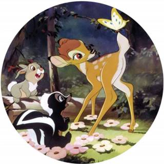 👉 Zelfklevend fotobehang papier multikleur Komar Bambi Butterfly 128x128cm Rond 4055065180453