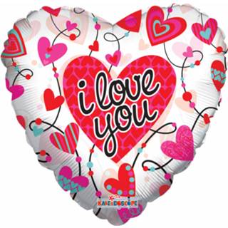 👉 Folieballon rood wit Globos I Love You 91 Cm Rood/wit 681070194730