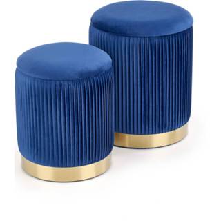 👉 Kruk fluweel Gebor - Ronde Velvet Zitkruk Poef Set Van 2 Geschikt Als Bijzettafeltjes Met Opbergruimte 8720359709035