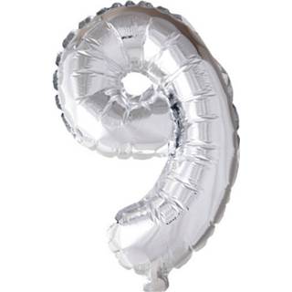 Folieballon zilver zilverkleurig Creotime Cijfer 