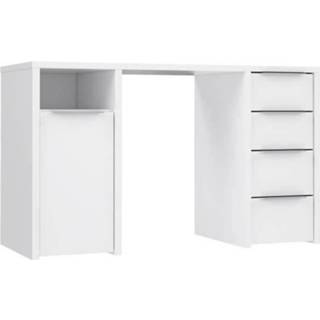 👉 Bureau wit papier Bilbao 1 Deur 4 Laden - Decor L 125 X D 50 H 75 Cm 5904767893217