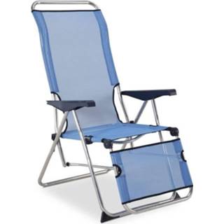 Fauteuil blauw grijs aluminium PVC stof Eredu Relax Camping 5 Posities 852 / Tx - En Geweven Kamperen 8414174852082