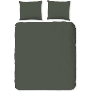 👉 Goodmorning Dekbedovertrek Uni Dark Green-2-persoons (200 X 200/220 Cm)