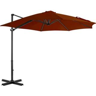 👉 Zweefparasol aluminium oranje Vidaxl Met Paal 300 Cm Terracottakleurig 8720286181119