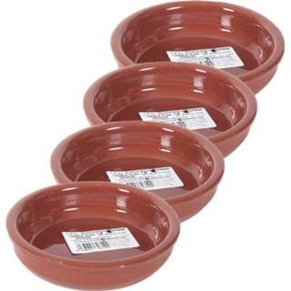 👉 Tapas schaaltje bruin terracotta steen 4x Schaaltjes Bruin/ 12 Cm - Tapas/creme Brulee Ovenschaaltjes/serveerschaaltjes 8720276772525