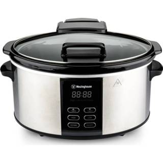 👉 Slowcooker RVS grijs Westinghouse Slow Cooker Met Uitneembare Keramische Pan 6 Liter - 4895218312634