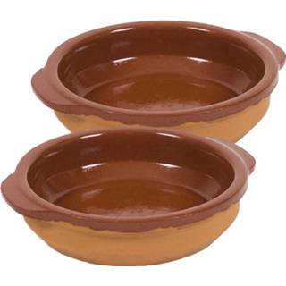 👉 Tapas schaaltje bruin terracotta steen 2x Schaaltjes Bruin/ - Tapas/creme Brulee Ovenschaaltjes/serveerschaaltjes 8720276771214