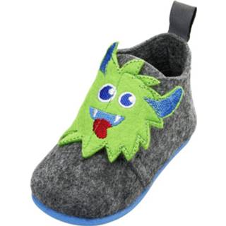 👉 Playshoes Pantoffels Monster Junior Vilt Grijs/groen Maat 27