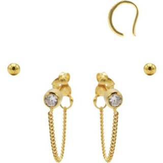 👉 Karma Jewelry – Zesdelige Zirkonia Chain Earparty Set - Gold
