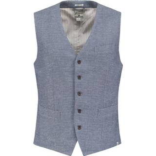 👉 Gilet blauw linnen m Dstrezzed Dobby (121061 - 660) 8718895182719