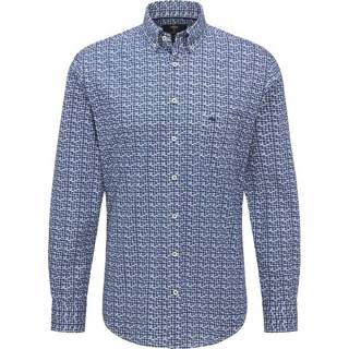 👉 Overhemd blauw Fynch Hatton Print (1219 5060 - 5061) 4062392050458