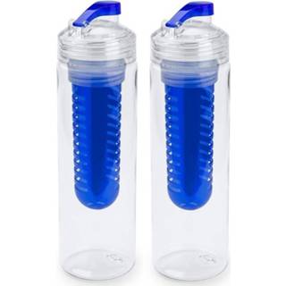 👉 Drinkfles transparante rood One Size 2x drinkfles/waterfles met fruit infuser/filter 700 ml - Sportfles BPA-vrij 8720147711394