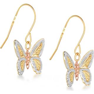 👉 Oorhanger bicolor vlinder lucardi wit 9 Karaat tricolor oorhangers met 8717637991343