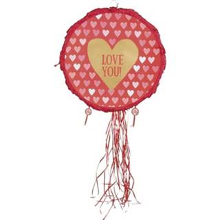 👉 Rode One Size rood Pinata rond met hartjes 40 cm 8719538602700
