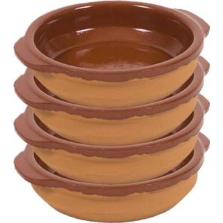 👉 Tapas schaaltje bruin terracotta steen 4x Schaaltjes Bruin/ - /Creme Brulee Ovenschaaltjes/serveerschaaltjes 8720276771146