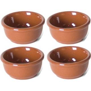 👉 Terracotta steen Set Van 4x Serveerschaaltjes Voor Tapas/snacks/sausjes En Borrelhapjes 7 X Cm - 8436015792289