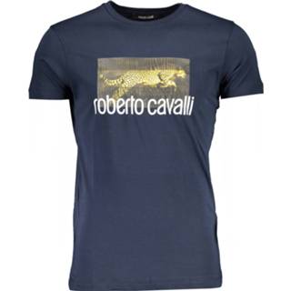 👉 Short sleeve katoen l t-shirts male blauw Roberto Cavalli Hst67f 8058044897300 8058044897287 8058044897294