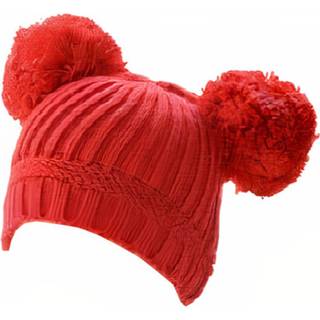 👉 Babymutsje rood acryl baby's Soft Touch Babymuts Pompoms Junior Mt 0-12 Maanden 8719817741083