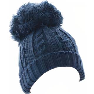 👉 Babymutsje acryl blauw baby's Soft Touch Babymuts Pompom Junior Navy Mt 1-2 Jaar 5023797303036