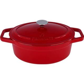 👉 Gietijzeren braadpan kersenrood gietijzer rood Daumonet - Ovaal Ø 29 Cm 8720246684193