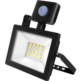 Bouwlamp wit zwart aluminium Led 10 Watt Met Sensor - Schijnwerper Aigi Stado Natuurlijk 4000k Waterdicht Ip65 Mat 7434214726709